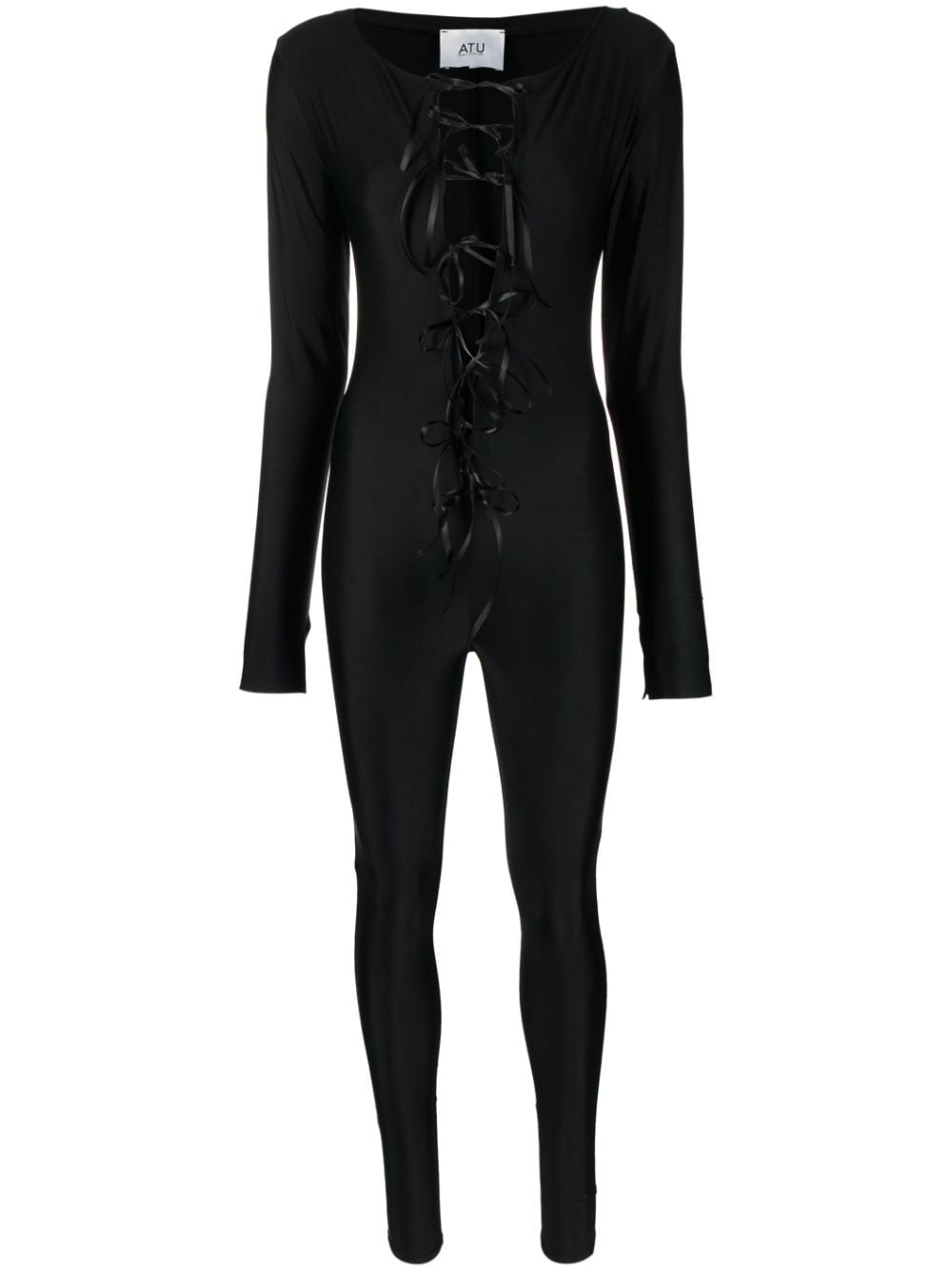 Atu Body Couture lace-up satin catsuit - Black von Atu Body Couture