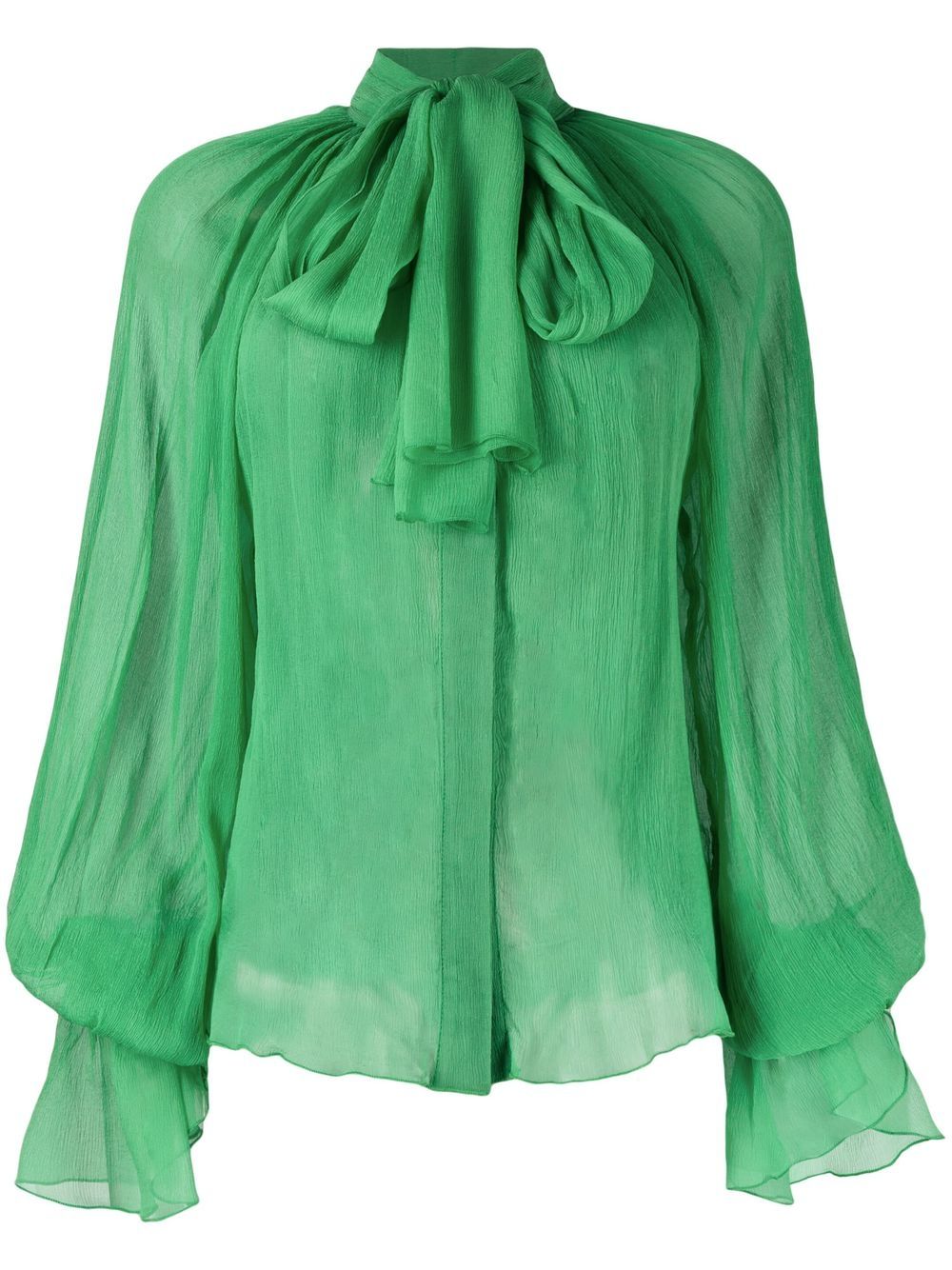 Atu Body Couture pussy-bow silk blouse - Green von Atu Body Couture