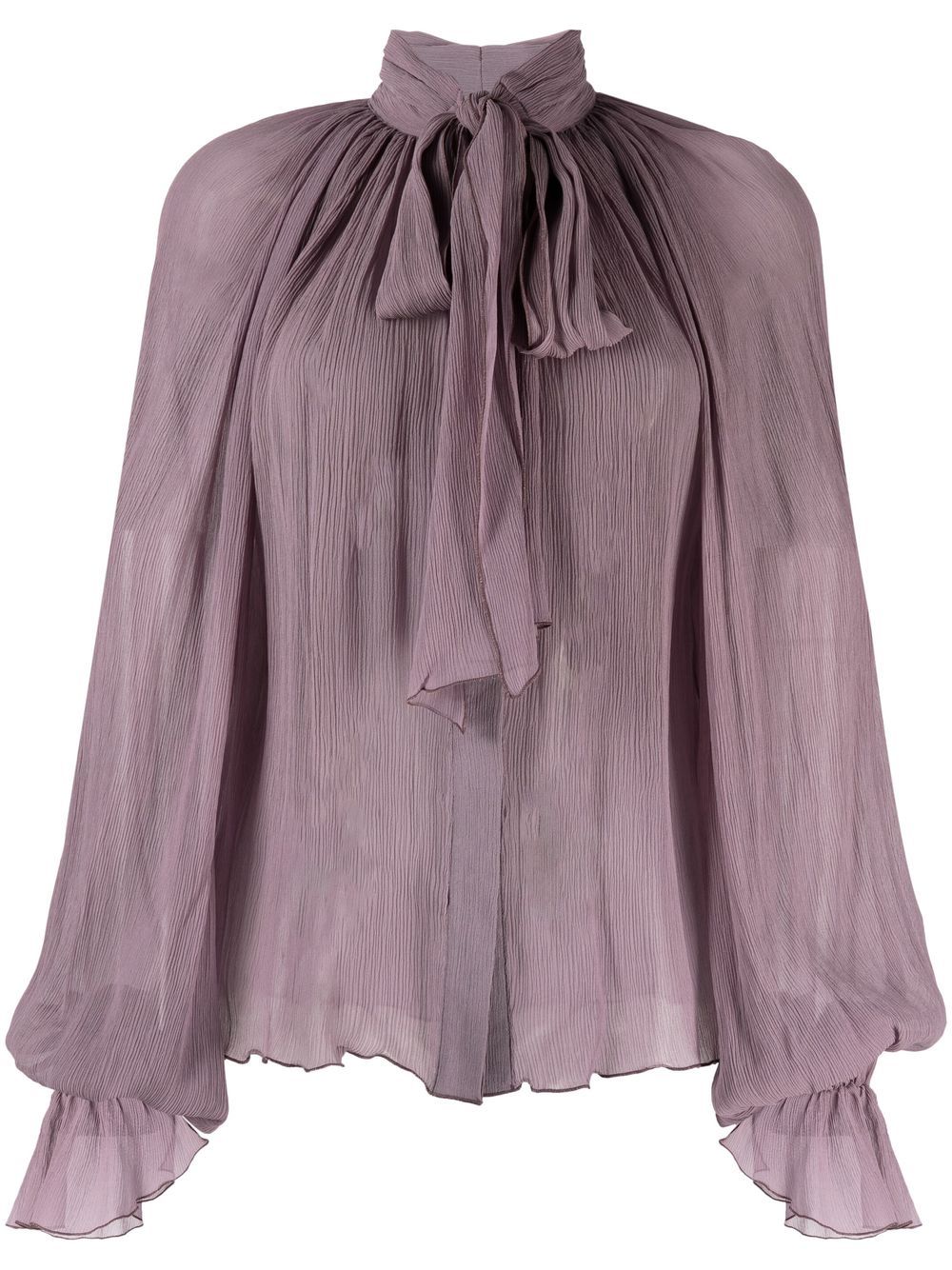 Atu Body Couture pussy-bow silk blouse - Purple von Atu Body Couture