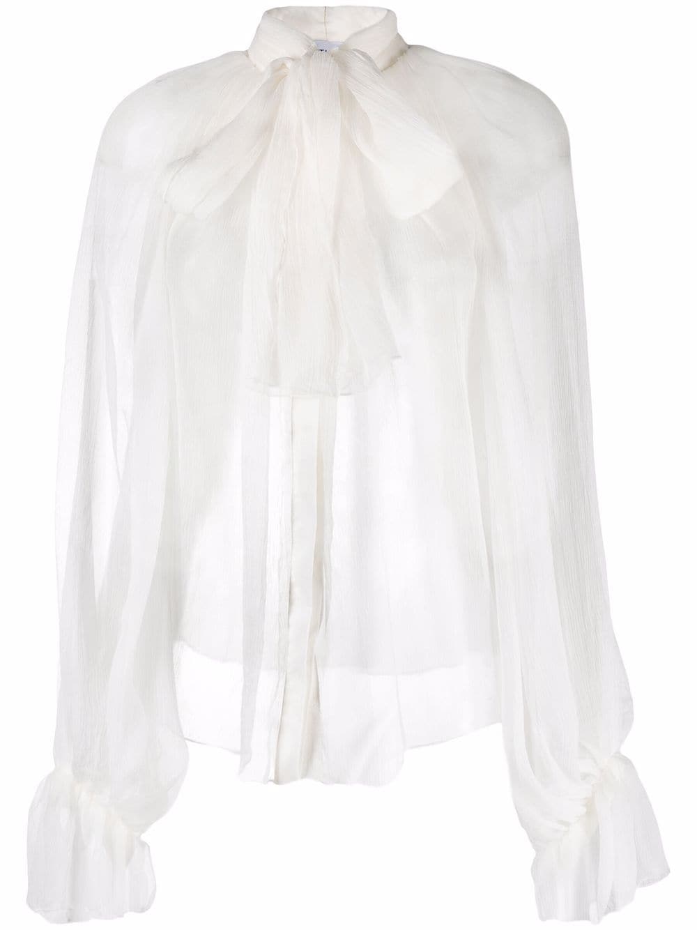 Atu Body Couture semi-sheer silk blouse - White von Atu Body Couture