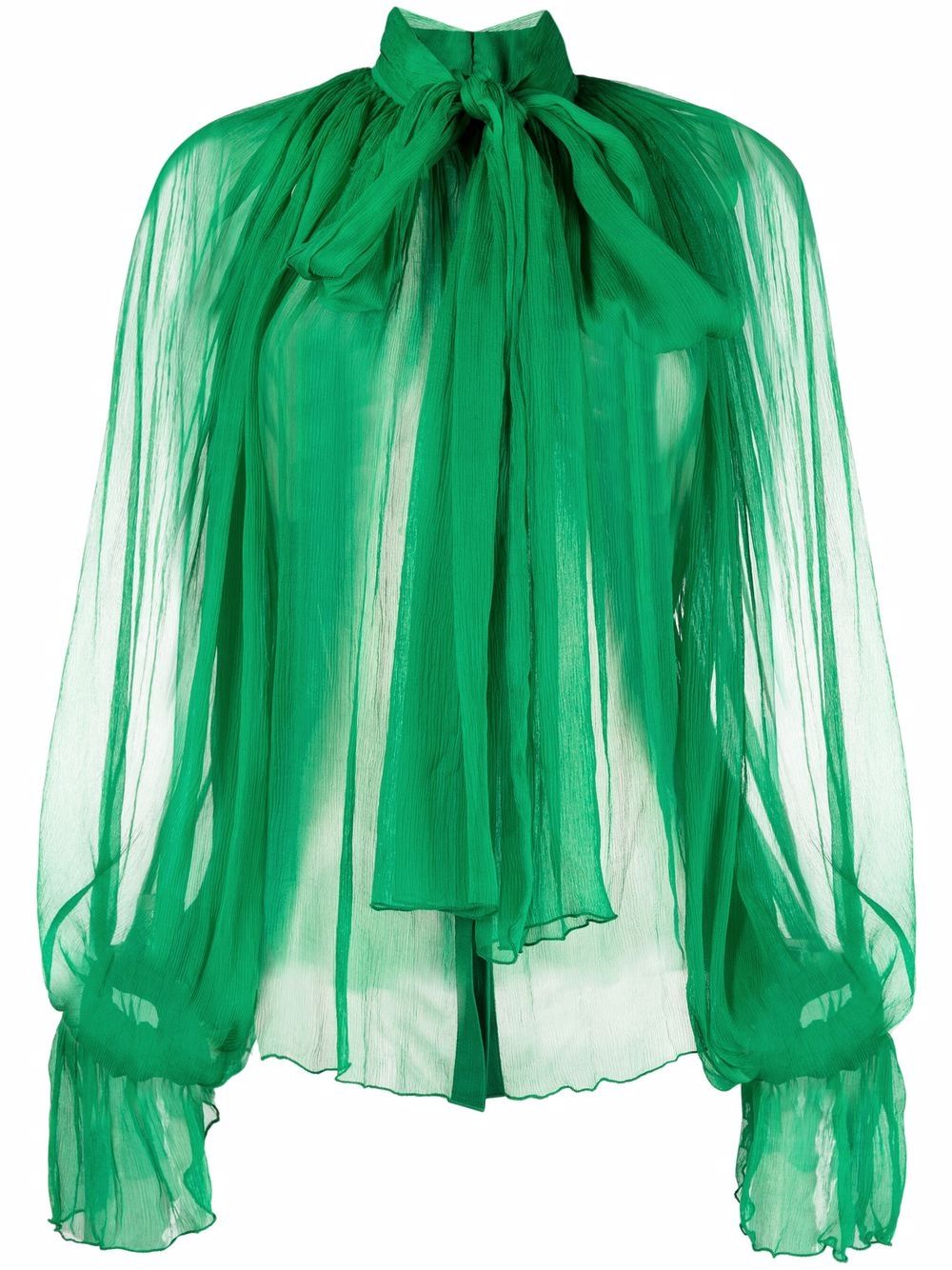 Atu Body Couture sheer pleated pussybow blouse - Green von Atu Body Couture