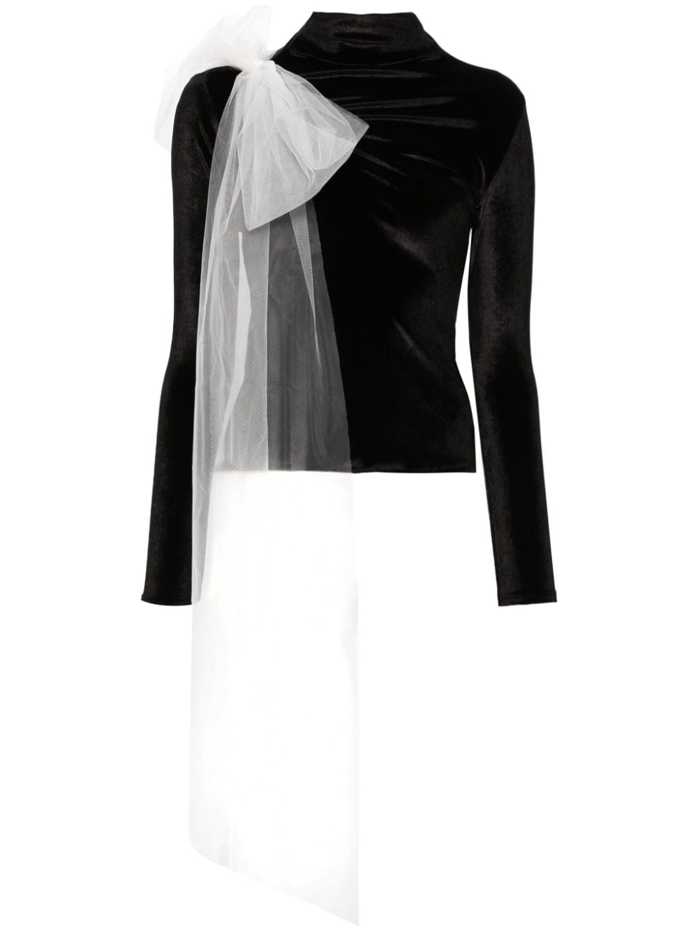 Atu Body Couture tulle-appliqué velour T-shirt - Black von Atu Body Couture
