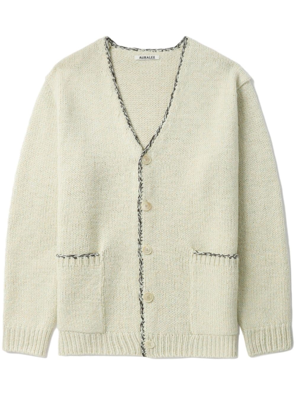 Auralee contrasting-trim knitted cardigan - Neutrals von Auralee