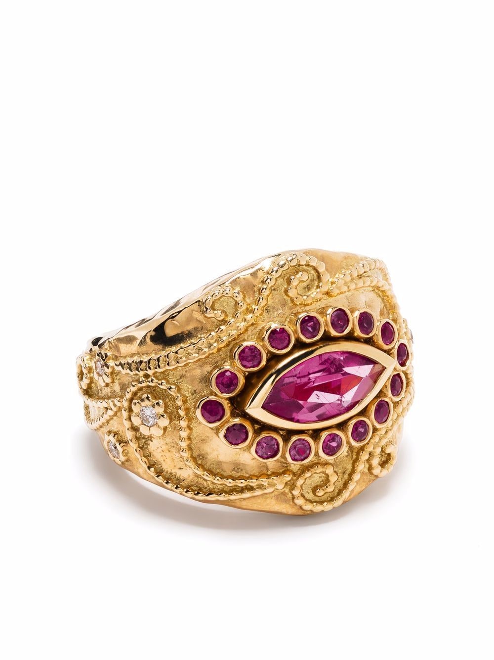 Aurelie Bidermann 18kt yellow gold Cashmere rubellite, ruby and diamond ring von Aurelie Bidermann