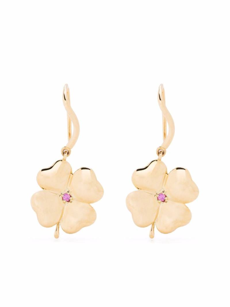 Aurelie Bidermann 18kt yellow gold Clover pink sapphire earrings von Aurelie Bidermann