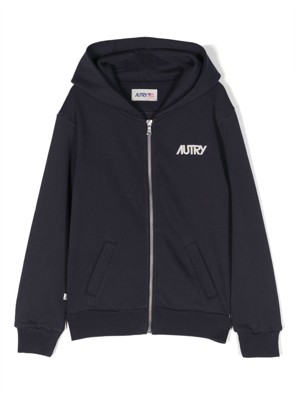 Autry Kids logo-embroidered zipped-up hoodie - Blue