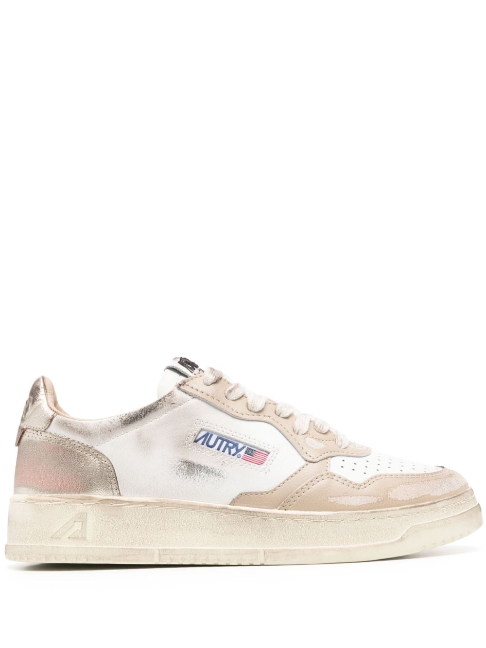 Autry Medalist distressed leather sneakers - White von Autry