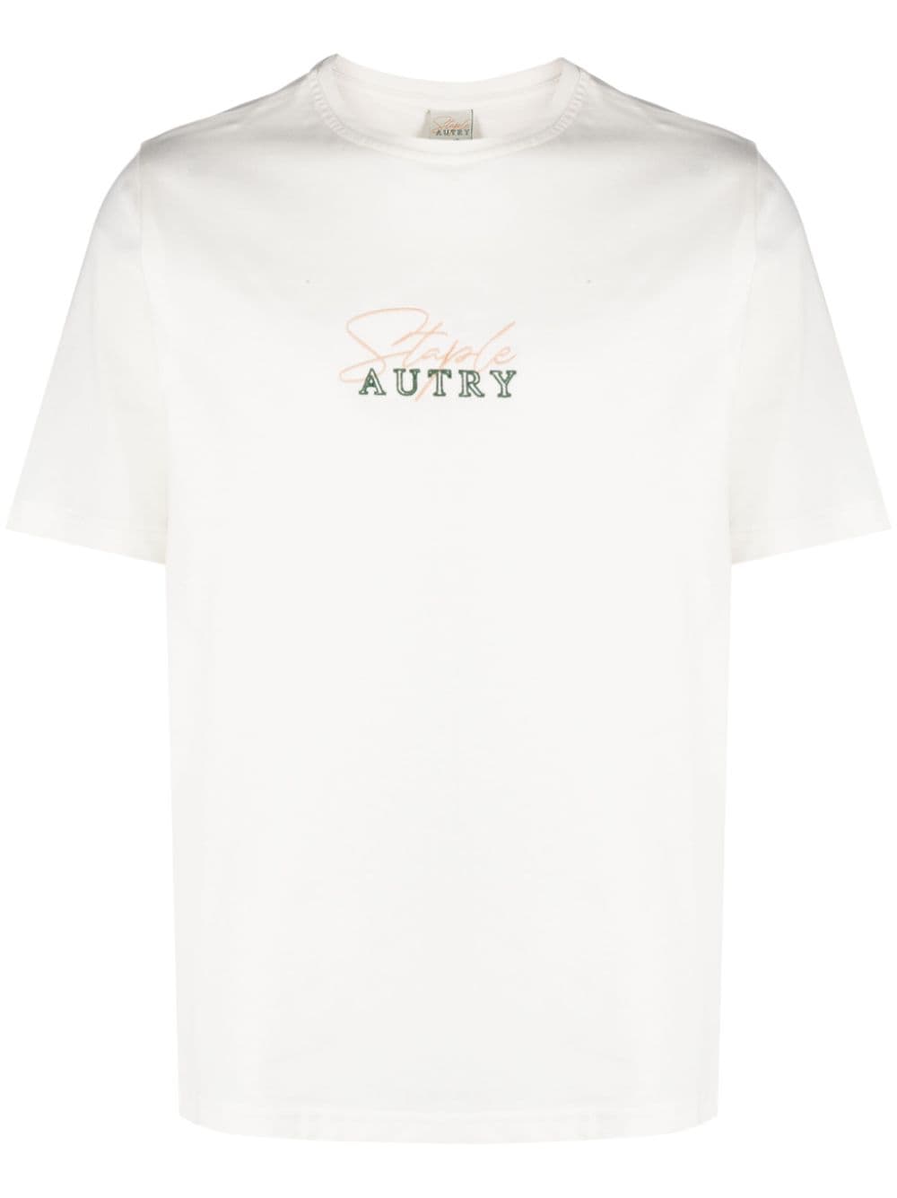 Autry logo-embroidered cotton T-shirt - White von Autry