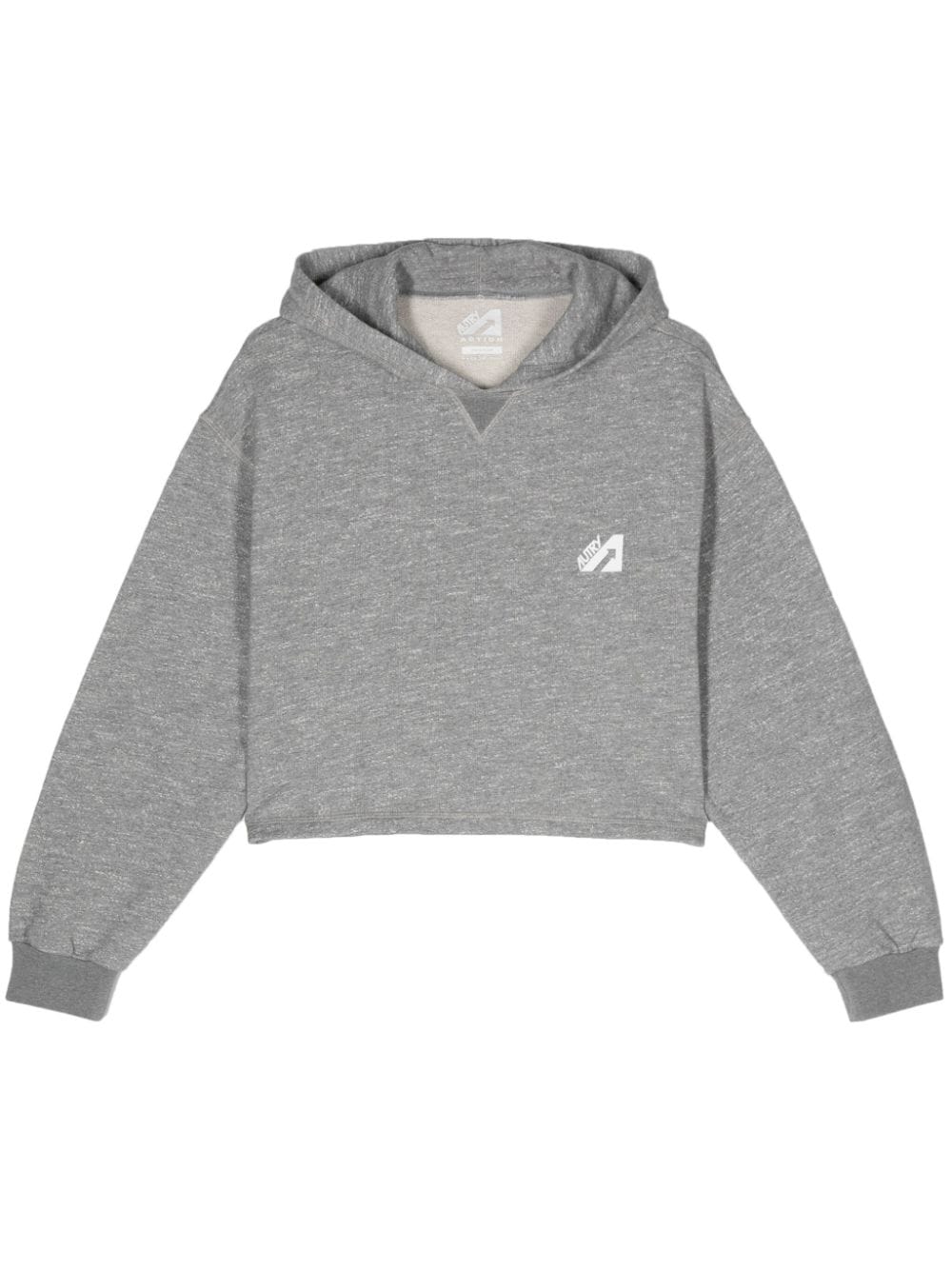 Autry logo-flocked cropped hoodie - Grey von Autry