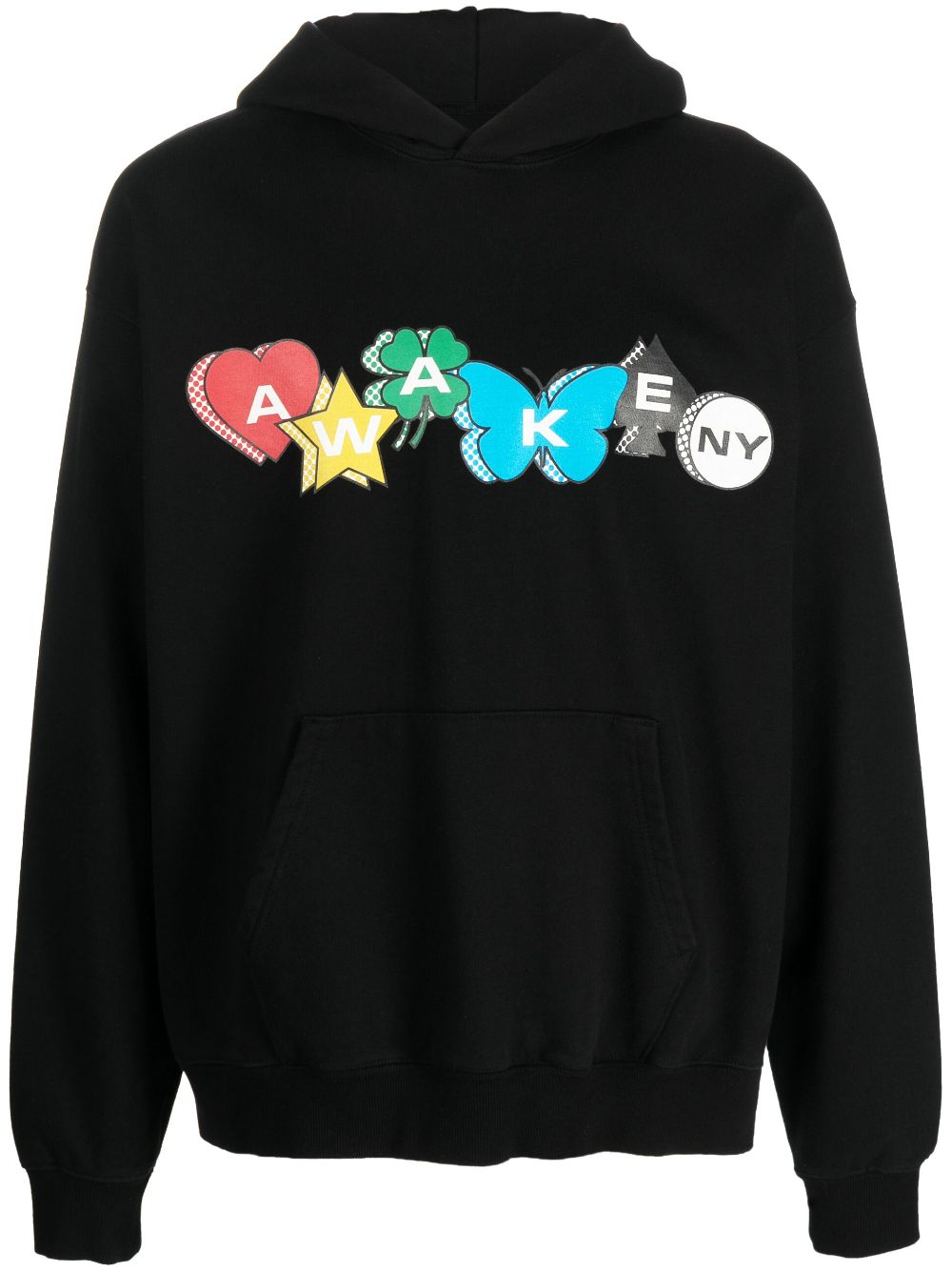 Awake NY graphic logo-print hoodie - Black von Awake NY