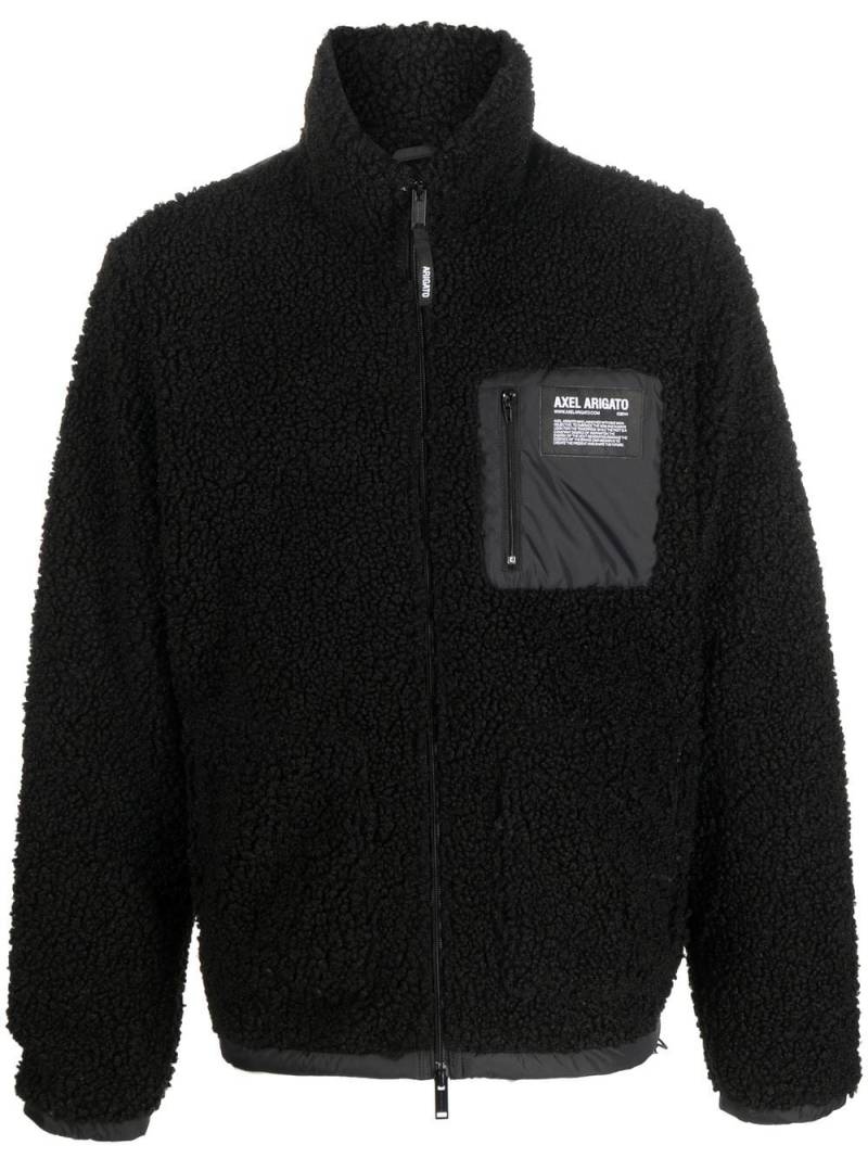Axel Arigato logo-patch long-sleeve fleece jacket - Black von Axel Arigato