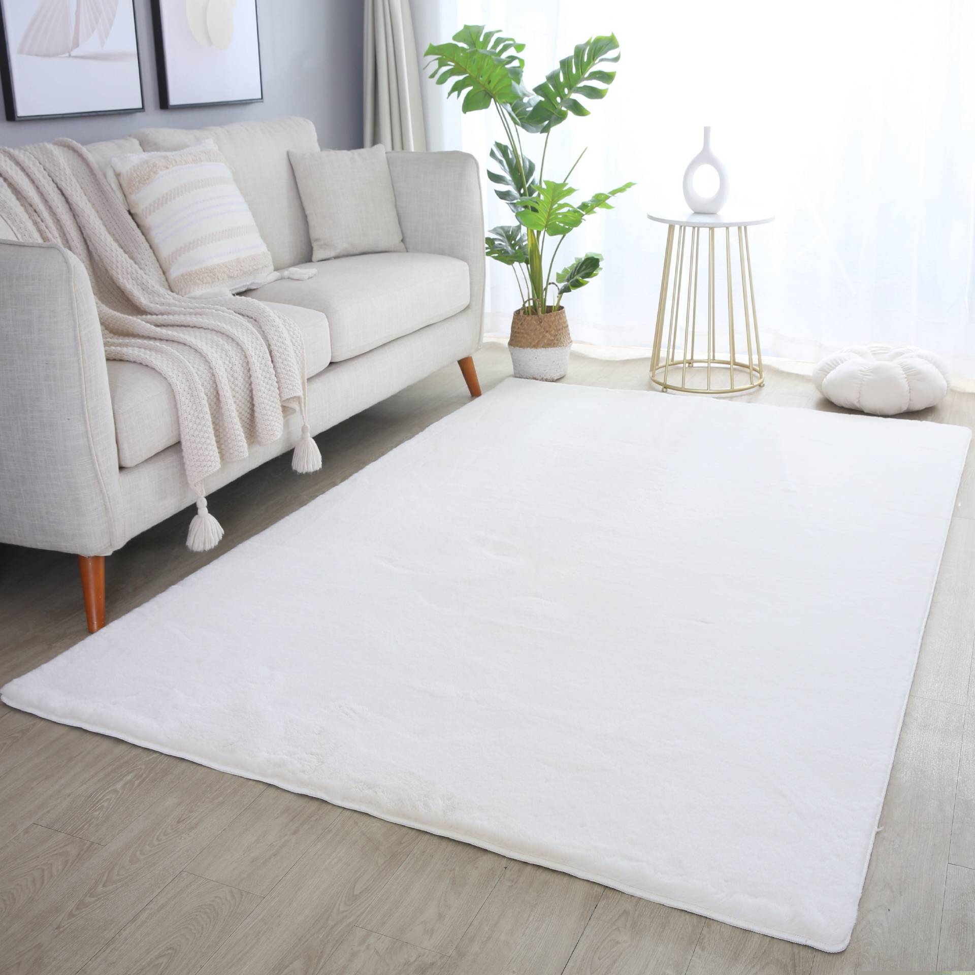 Ayyildiz Teppiche Hochflor-Teppich »POUFFY 5100«, rechteckig, 20 mm Höhe, Läufer, weicher glatter Softflor, Kaninchen Fell Haptik, waschbar von Ayyildiz Teppiche