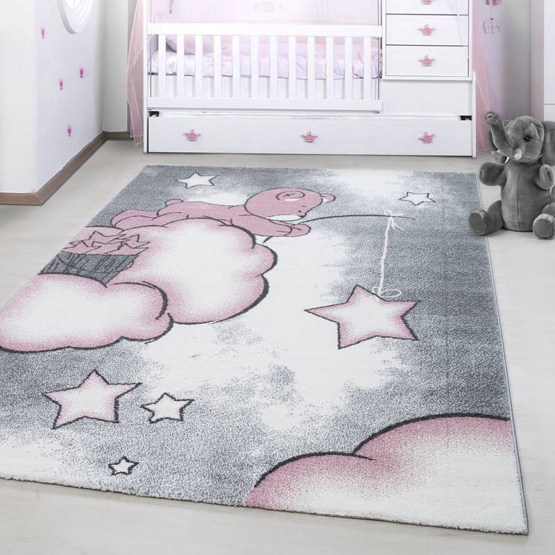 Ayyildiz Teppiche Kinderteppich »Kids 580«, rechteckig, 12 mm Höhe, auch in rund, Teddybär, Sterne Design, Kurzflor von Ayyildiz Teppiche