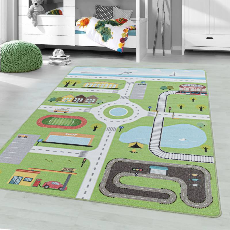 Ayyildiz Teppiche Kinderteppich »PLAY 2902«, rechteckig, 6 mm Höhe, robuster Kurflor, Strassen Spiel Teppich, Kinderzimmer von Ayyildiz Teppiche
