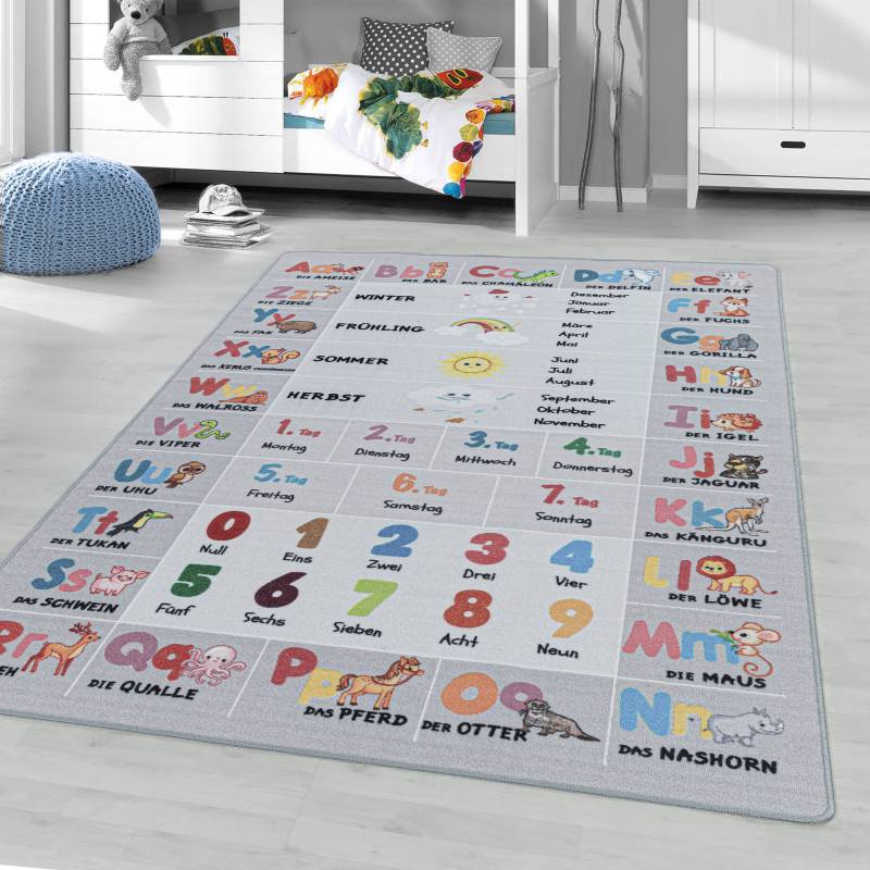 Ayyildiz Teppiche Kinderteppich »PLAY 2904«, rechteckig, 6 mm Höhe, robuster Kurzflor, bunter Spiel Lern Teppich, Kinderzimmer von Ayyildiz Teppiche