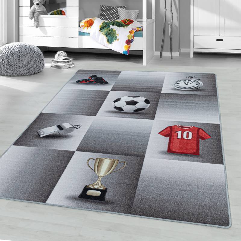 Ayyildiz Teppiche Kinderteppich »PLAY 2906«, rechteckig, 6 mm Höhe, robuster Kurzflor, Fussball, Kinderzimmer von Ayyildiz Teppiche