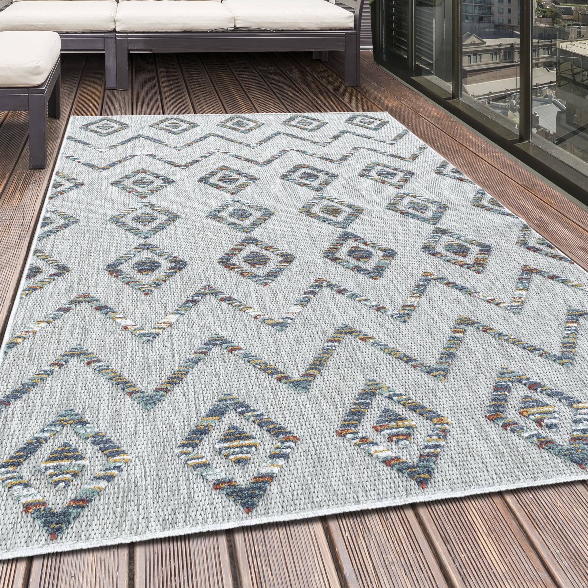 Ayyildiz Teppiche Teppich »BAHAMA 5152«, rechteckig, 8 mm Höhe, Läufer, Flachflor mit Hoch-Tief-Struktur, In-und Outdoor geeignet von Ayyildiz Teppiche