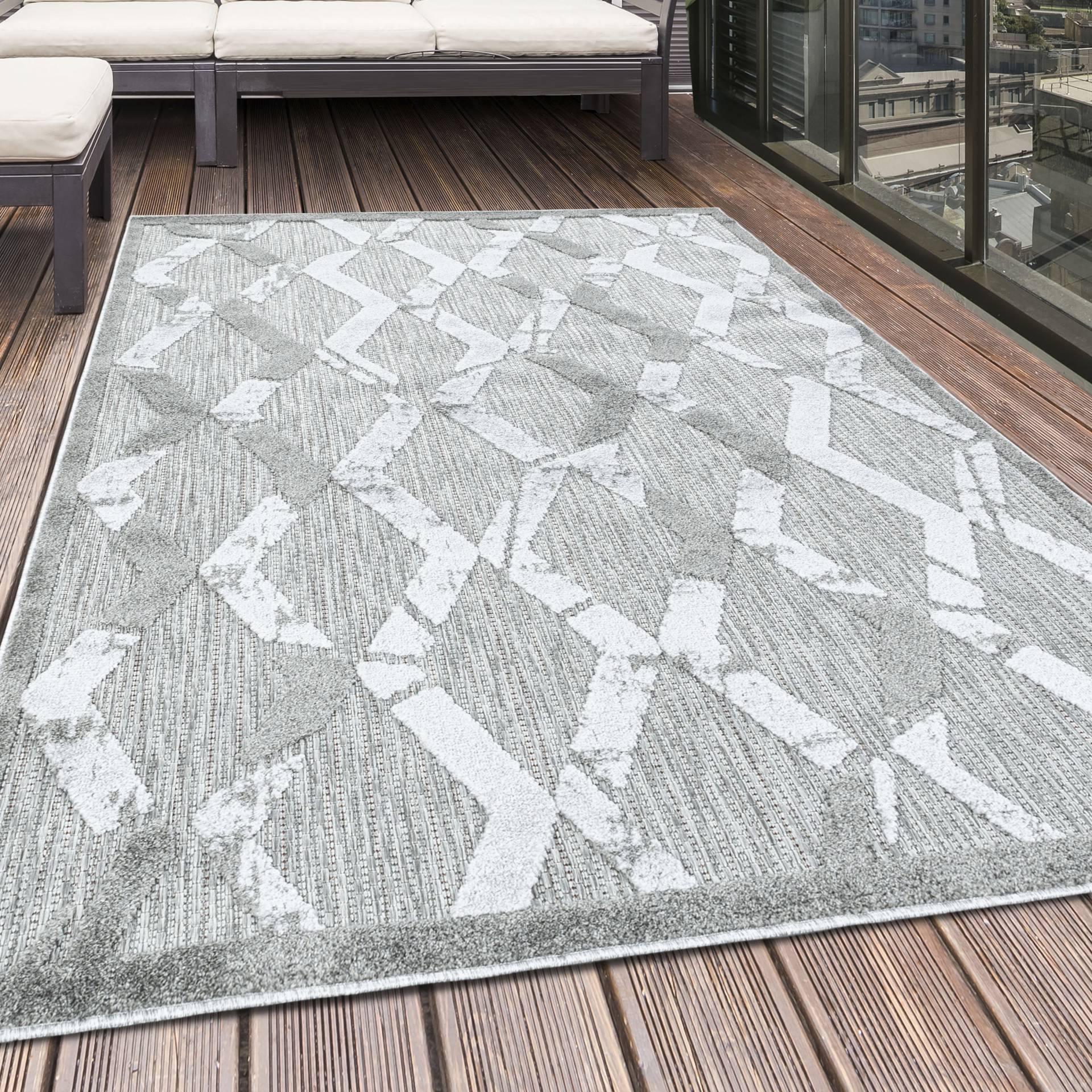 Ayyildiz Teppiche Teppich »BAHAMA 5158«, rechteckig, 8 mm Höhe, Läufer, Flachflor mit Hoch-Tief-Struktur, In-und Outdoor geeignet von Ayyildiz Teppiche