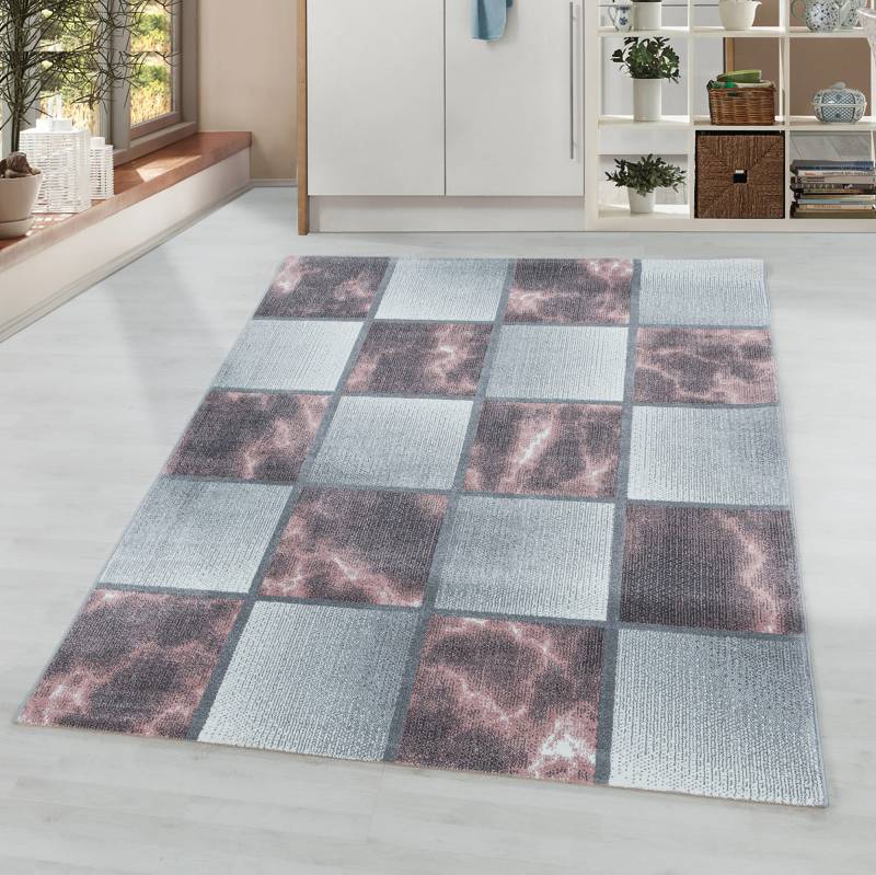 Ayyildiz Teppiche Teppich »OTTAWA 4201«, rechteckig, 8 mm Höhe, Karo Muster, Kurzflor, Wohnzimmer von Ayyildiz Teppiche