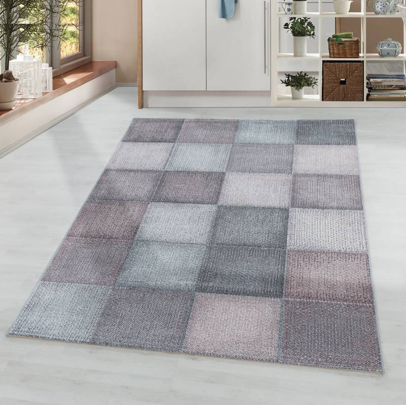 Ayyildiz Teppiche Teppich »OTTAWA 4202«, rechteckig, 8 mm Höhe, Kurzflor, Karo Muster, Patchwork, Wohnzimmer von Ayyildiz Teppiche
