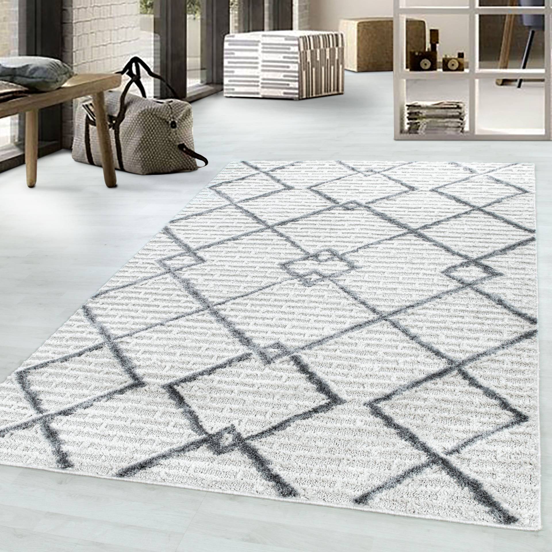 Ayyildiz Teppiche Teppich »PISA 4701«, rechteckig, 20 mm Höhe, Läufer, Hoch Tief Struktur, Wohnzimmer,Schlafzimmer von Ayyildiz Teppiche