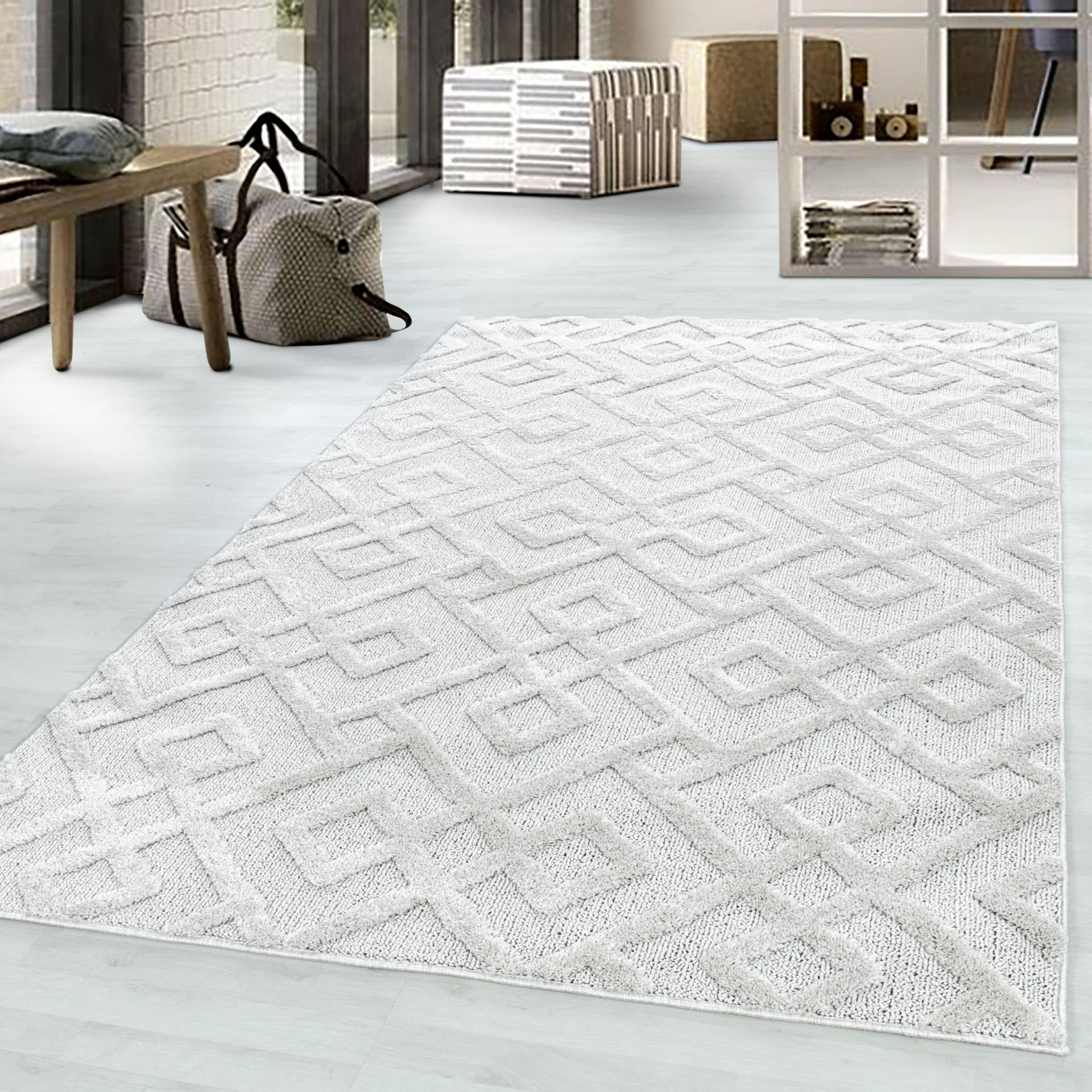 Ayyildiz Teppiche Teppich »PISA 4708«, rechteckig, 20 mm Höhe, Läufer, rund, Hoch Tief Struktur, Wohnzimmer, Schlafzimmer von Ayyildiz Teppiche