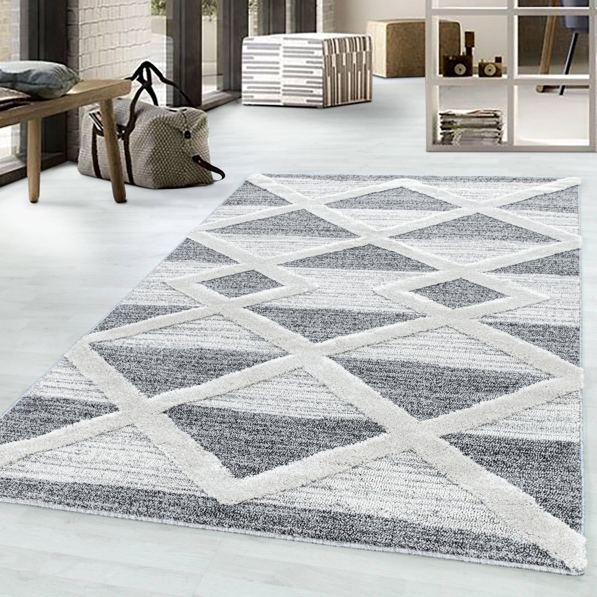 Ayyildiz Teppiche Teppich »PISA 4709«, rechteckig, 20 mm Höhe, Läufer, auch rund, Hoch Tief Struktur, Wohnzimmer, Schlafzimmer von Ayyildiz Teppiche