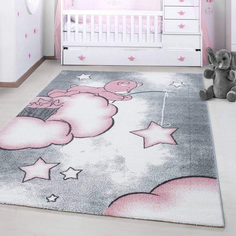 Ayyildiz Teppiche Kinderteppich »Kids 580«, rechteckig, 12 mm Höhe, auch in rund, Teddybär, Sterne Design, Kurzflor von Ayyildiz Teppiche