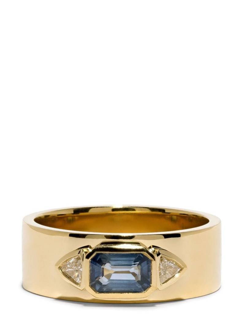 Azlee 18kt yellow gold NESW sapphire and diamond ring von Azlee