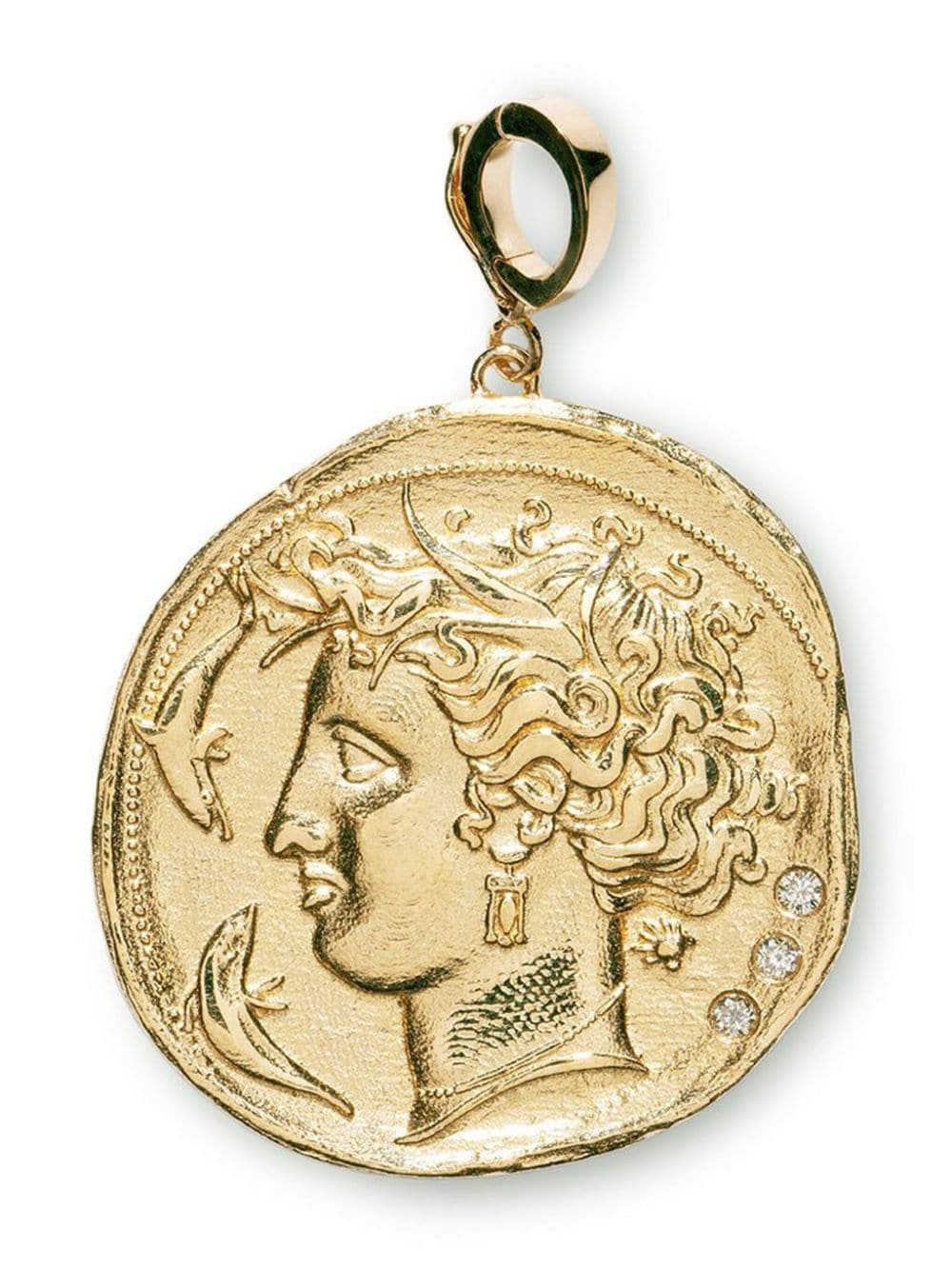 Azlee 18kt yellow gold large Goddess diamond coin pendant von Azlee