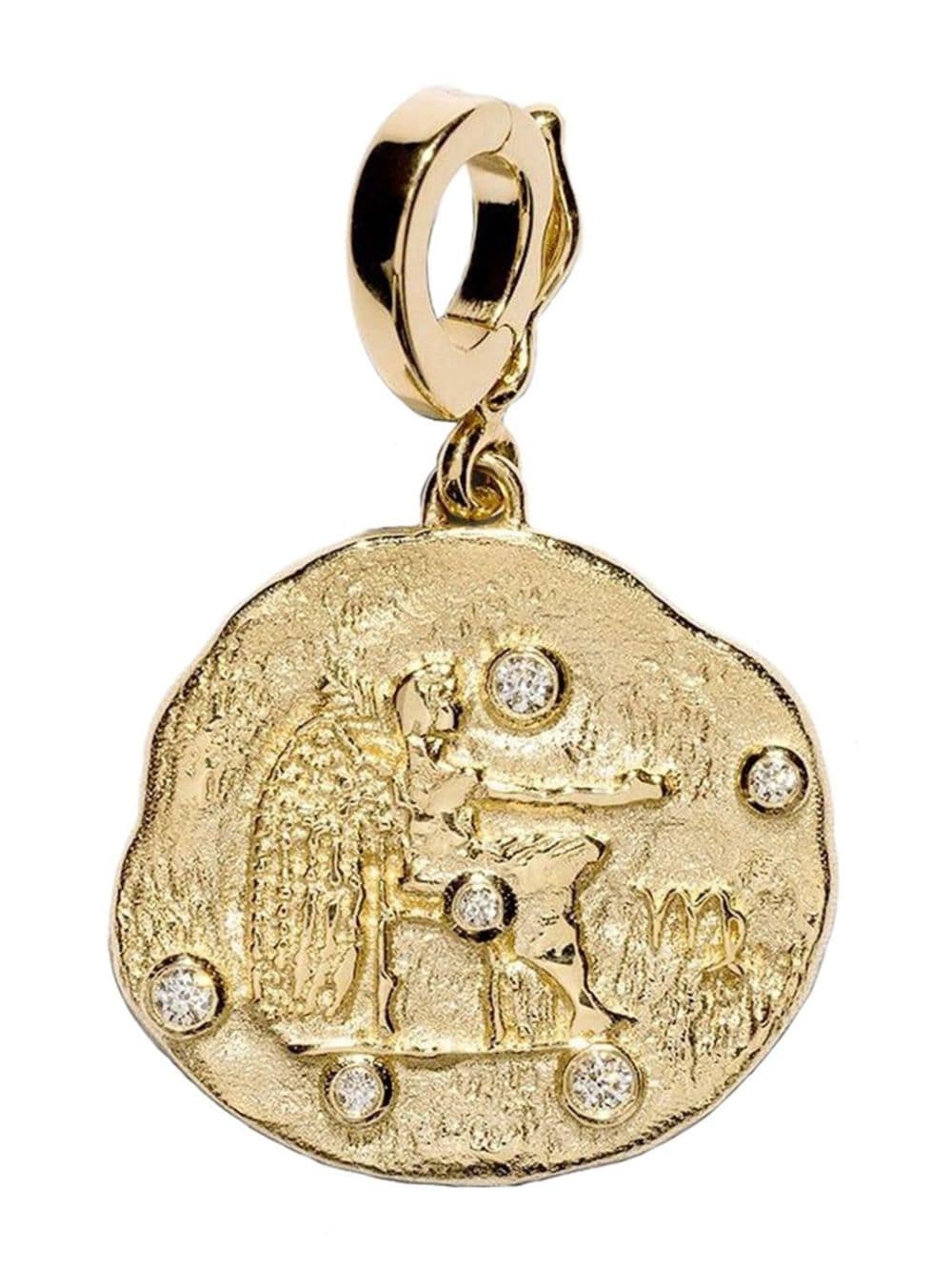 Azlee 18kt yellow gold small Virgo diamond coin pendant von Azlee