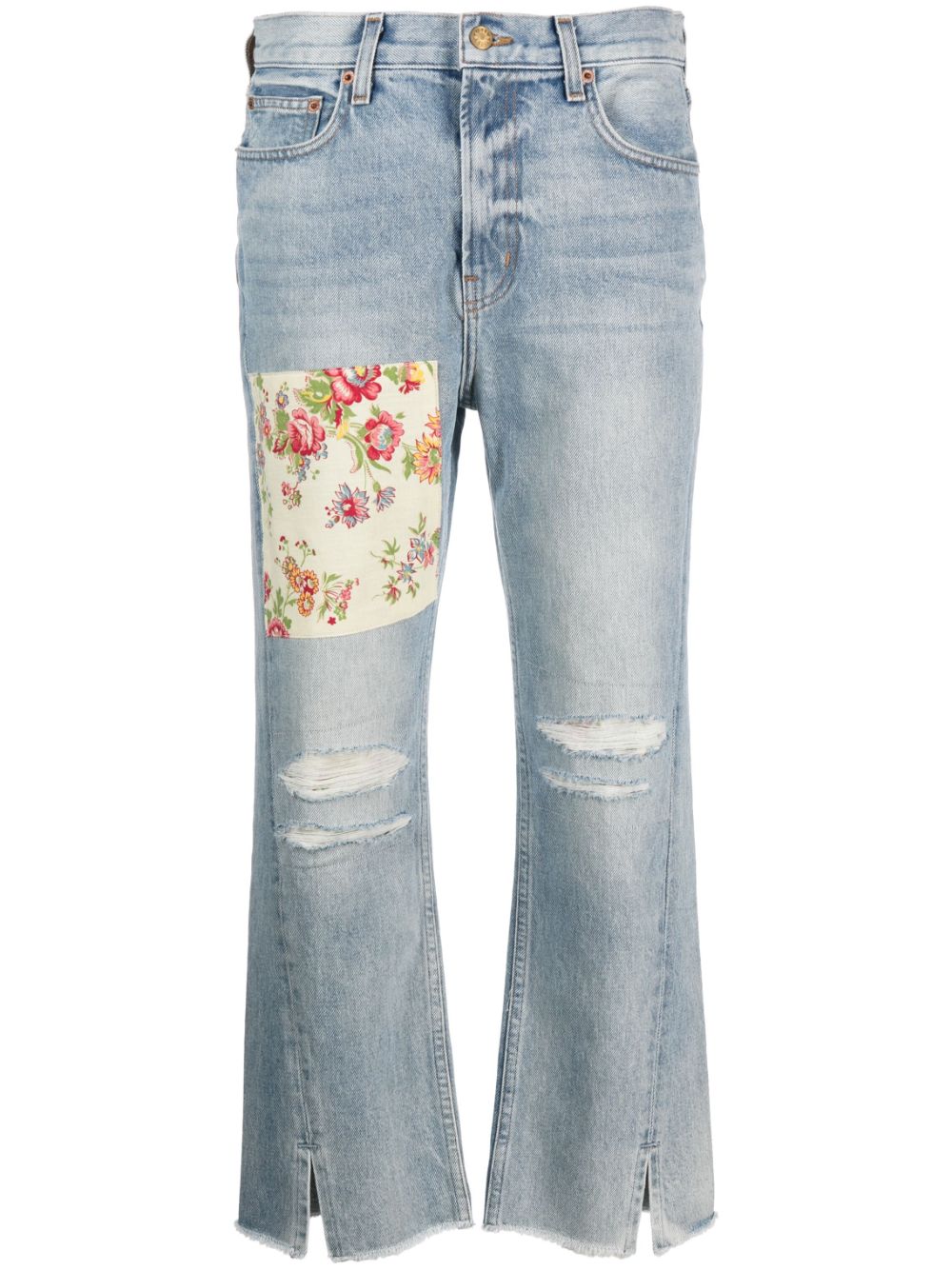 B SIDES cropped distressed-effect jeans - Blue von B SIDES