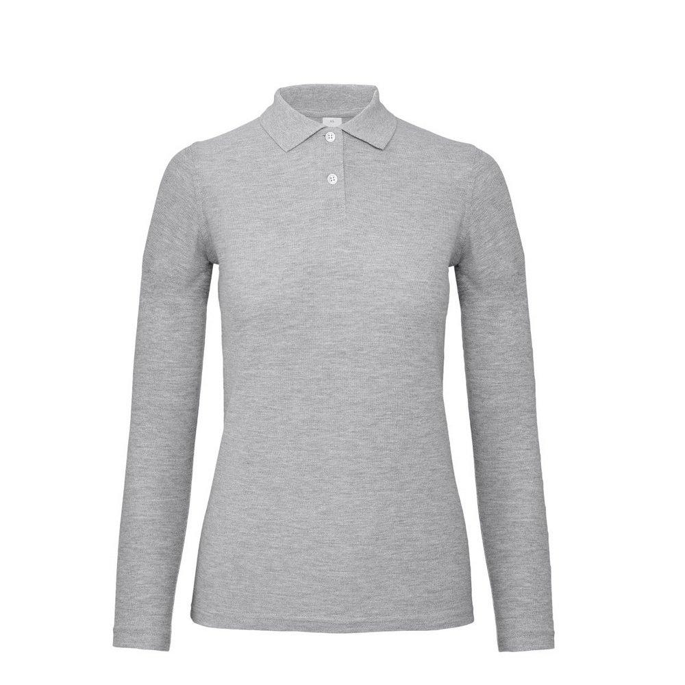 B&c Id.001 Poloshirt, Langarm Damen Grau M von B and C