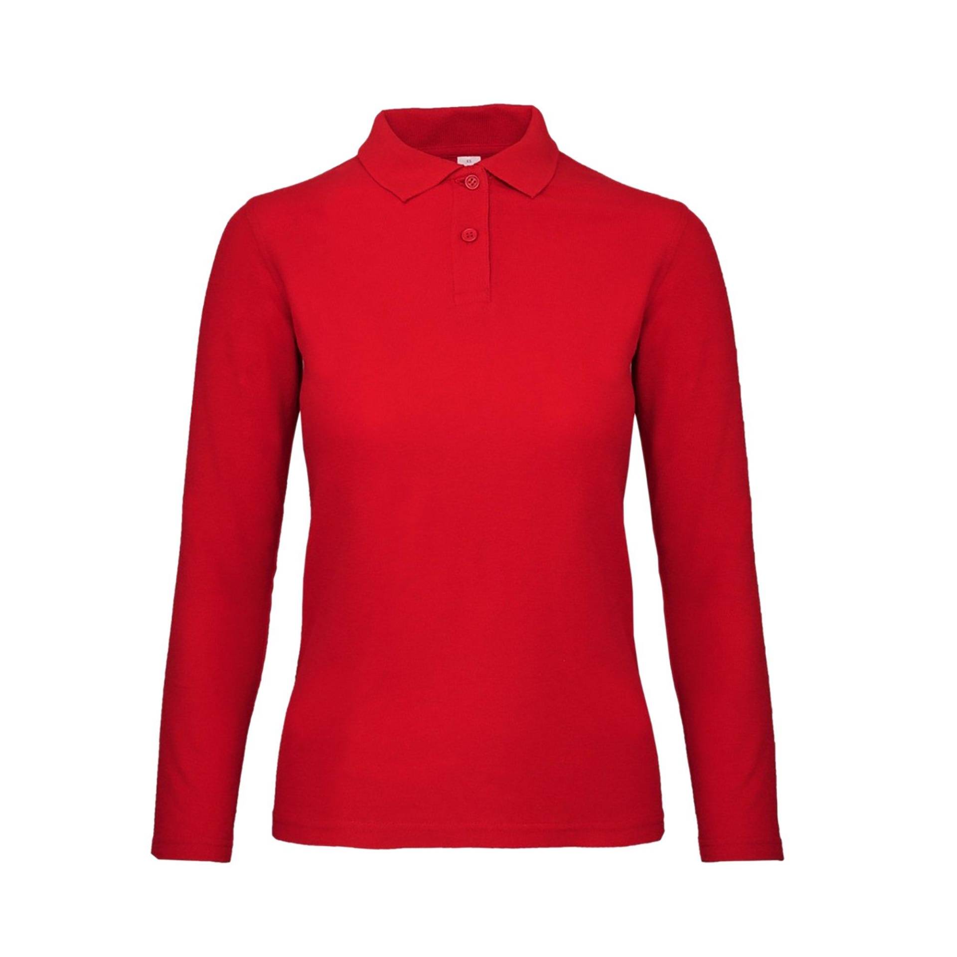 B&c Id.001 Poloshirt, Langarm Damen Purpurrot XL von B and C