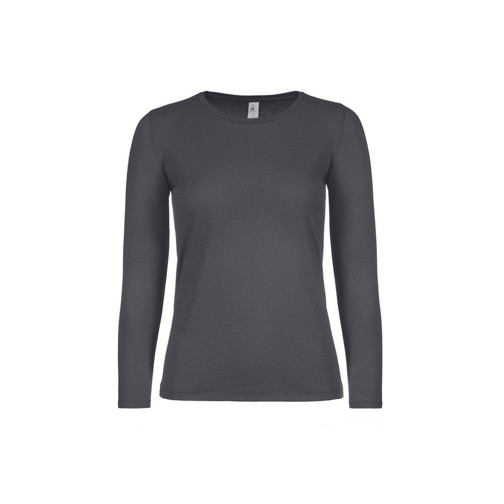 B&c Langarmshirt #e150 Damen Grau L von B and C