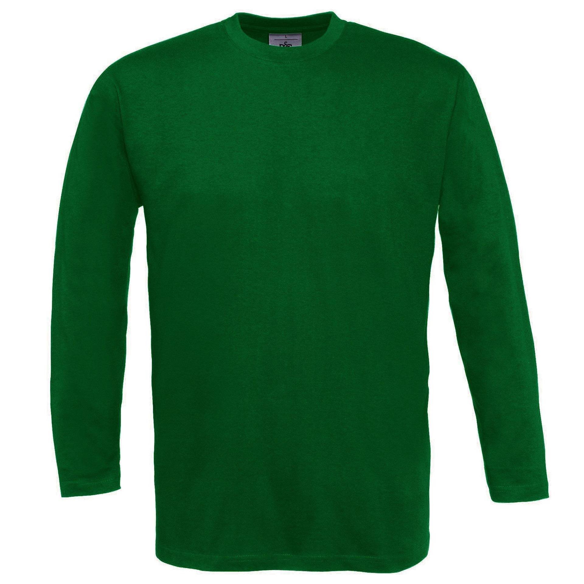 B&c Longsleeve Tshirt Mit Rundhalsausschnitt, Langarm Herren Grün XL von B and C