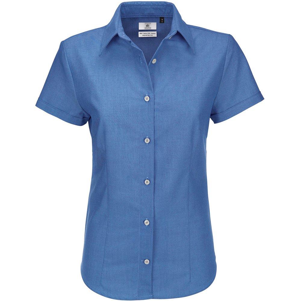 B&c Oxford Bluse, Kurzarm Damen Blau 5XL von B and C