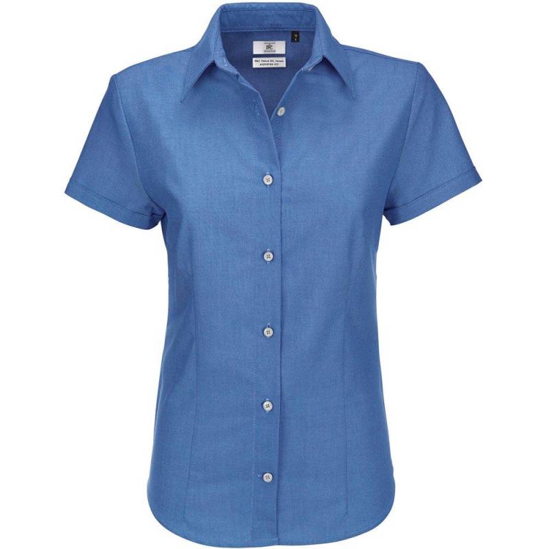 B&c Oxford Bluse, Kurzarm Damen Blau S von B and C