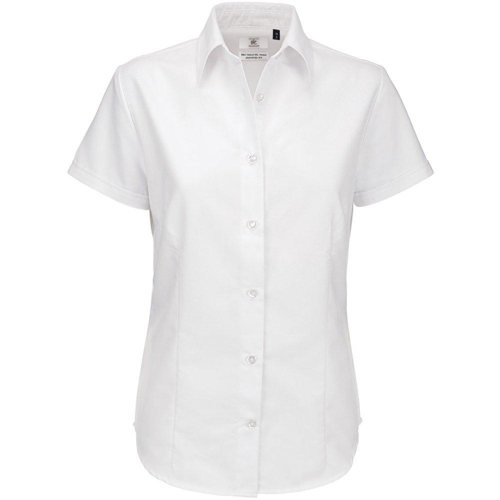 B&c Oxford Bluse, Kurzarm Damen Weiss XS von B and C