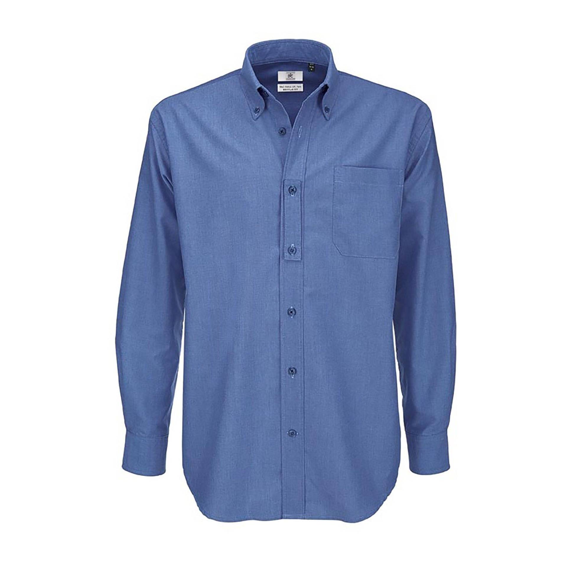 B&c Oxford Hemd, Langärmlig Herren Mittelblau S von B and C