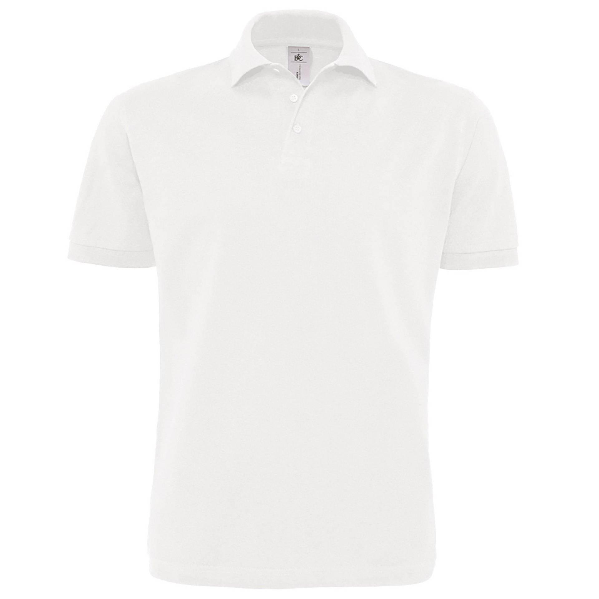 B&c Poloshirt Heavymill, Kurzarm Herren Weiss L von B and C