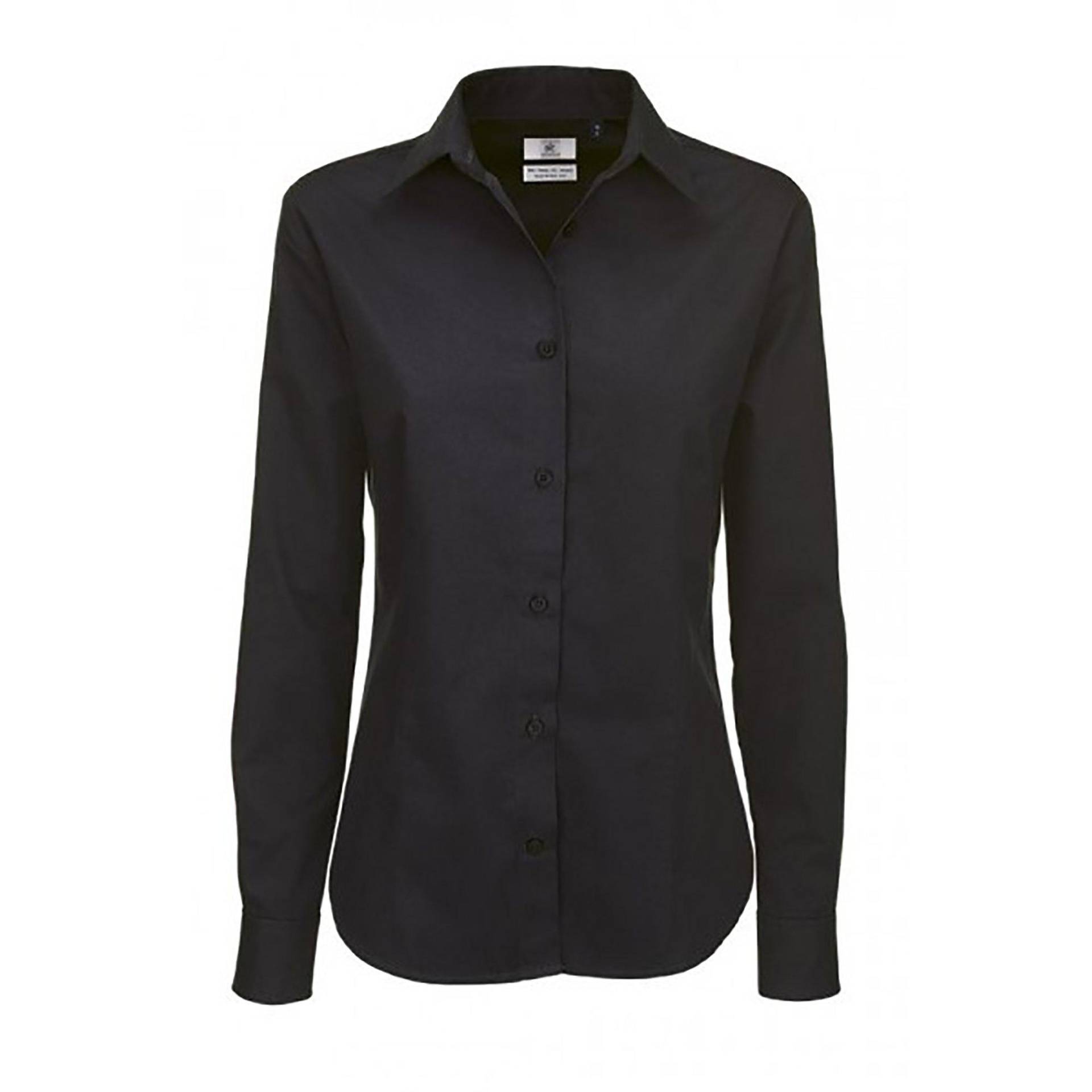 B&c Sharp Twill Langarm Bluse Damen Schwarz XL von B and C