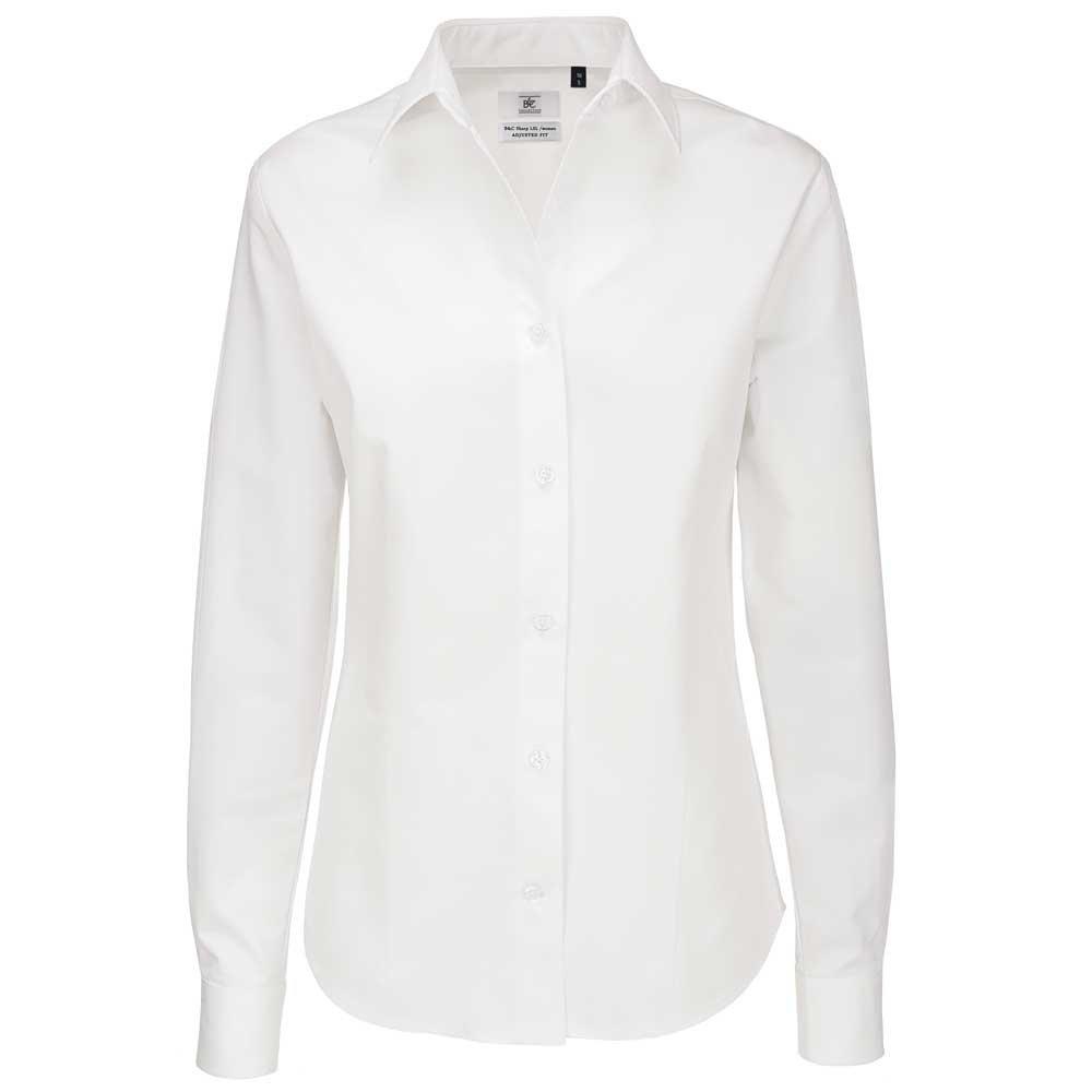 B&c Sharp Twill Langarm Bluse Damen Weiss XS von B and C