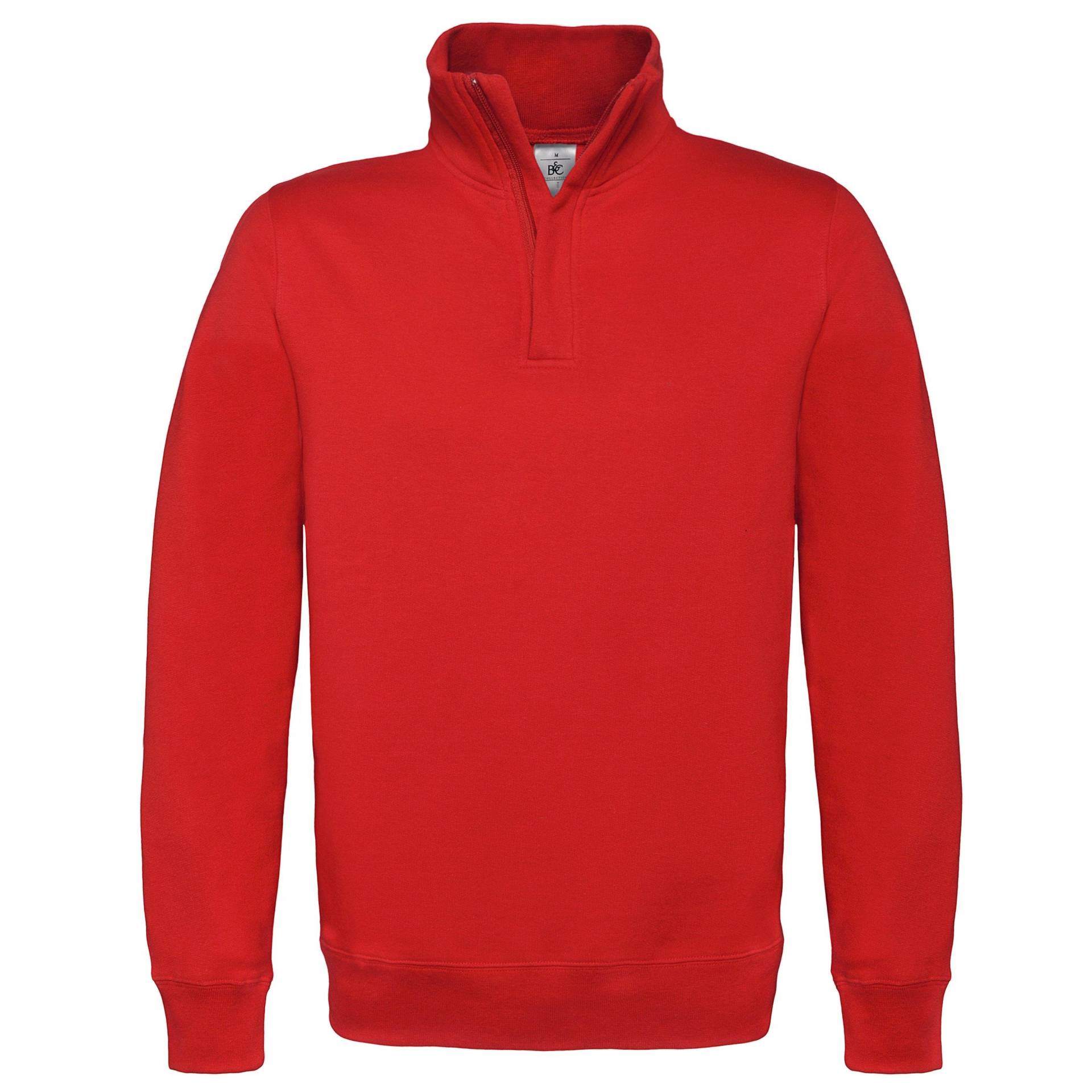 B&c Sweatshirt Mit Reißverschluss Bis Zur Brust Id.004 Herren Rot Bunt M von B and C