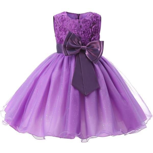 Abendkleid Mit Schleife Und Blumen Mädchen Violett 130 von B2X