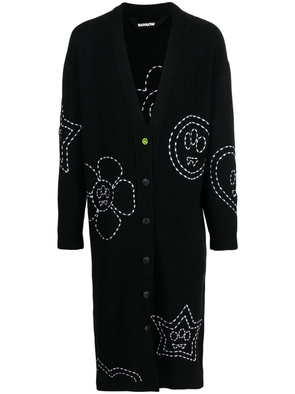 BARROW contrasting-stitch knitted cardi-coat - Black von BARROW