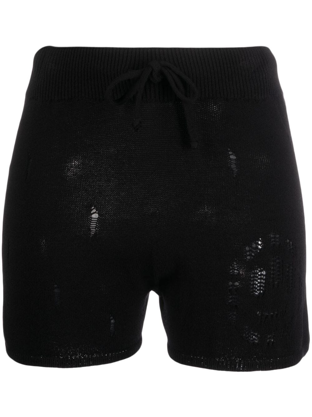 BARROW distressed-effect knitted shorts - Black von BARROW