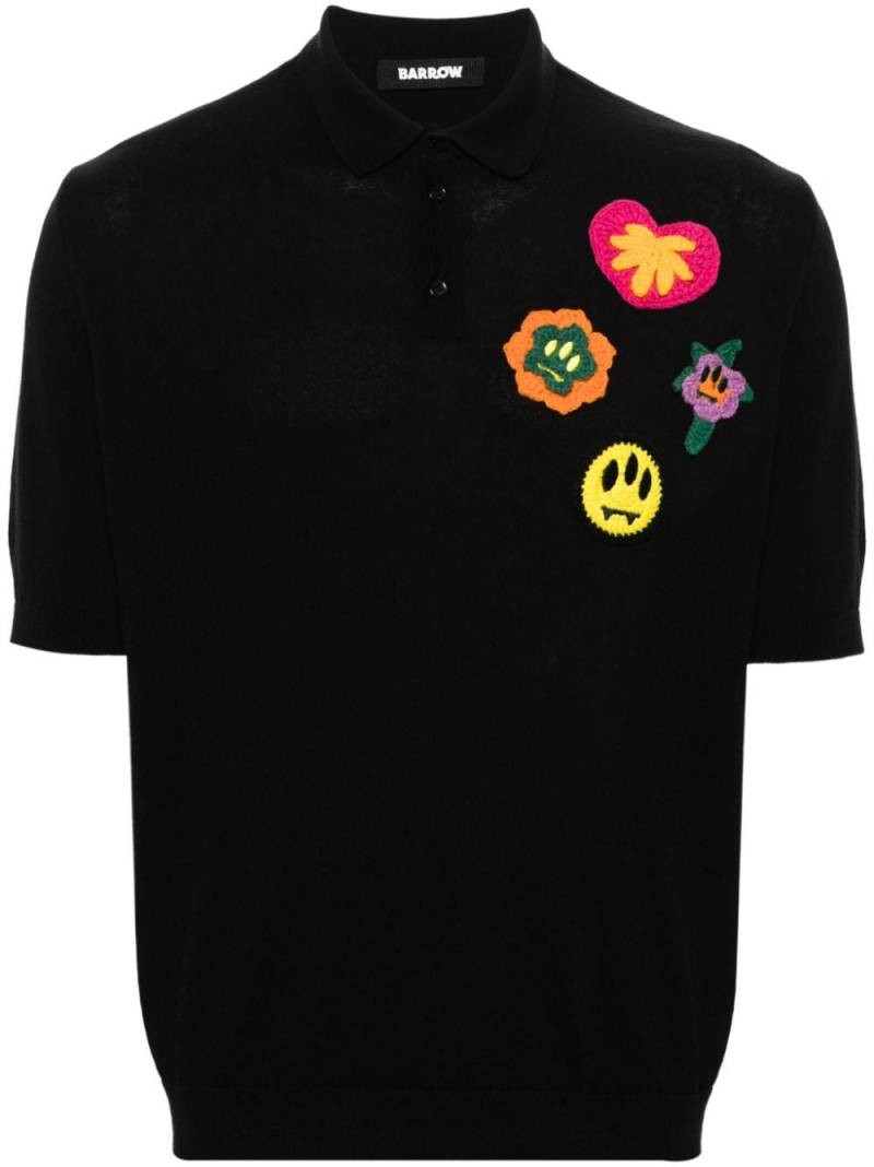 BARROW logo-patches cotton polo shirt - Black von BARROW