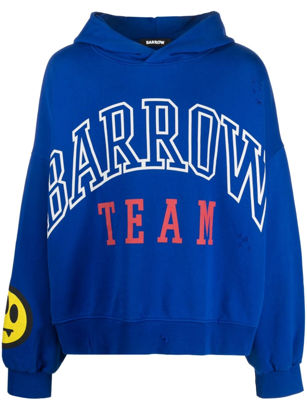 BARROW logo-print cotton hoodie - Blue von BARROW