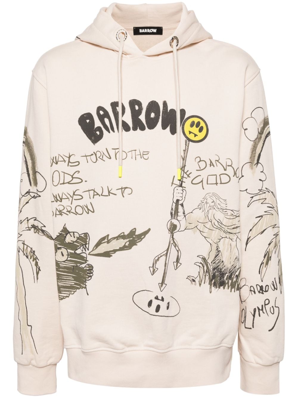 BARROW logo-print cotton hoodie - White von BARROW